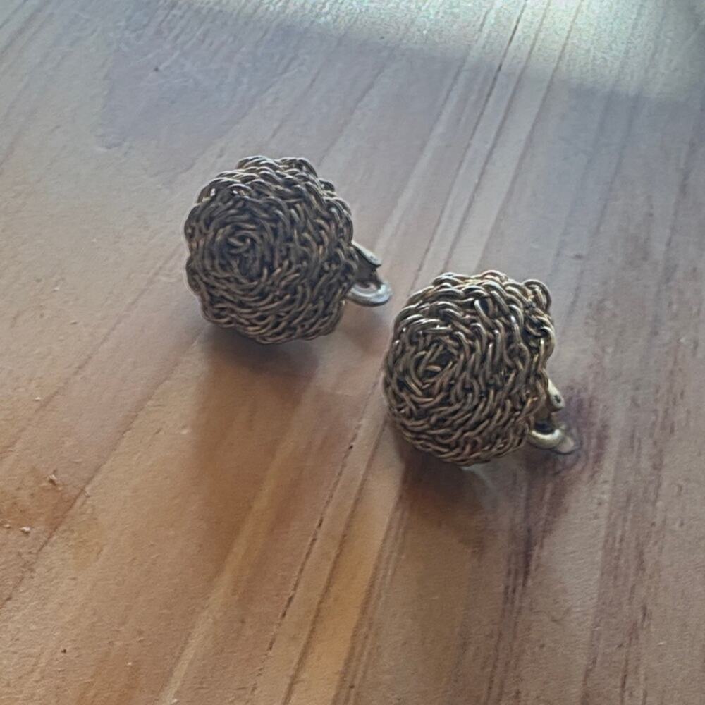 Miriam Haskell vintage chain Gold-Tone Knot clip earrings